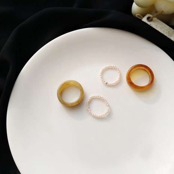 ❤️‍🔥𝕤𝕒𝕝𝕖❤️‍🔥2xrings marble pearls set - Picture 6 of 13